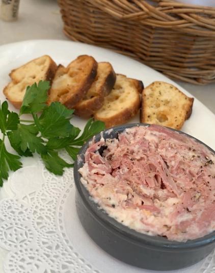 Bistro Jeanty's Rillettes de Canard- duck confit with goat cheese pate at Napa Valley
