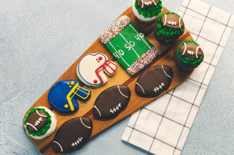 Super bowl-themed cookies.